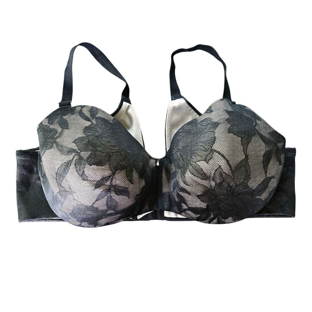 Cacique Black Lace Full Coverage Bra Underwire 44DD